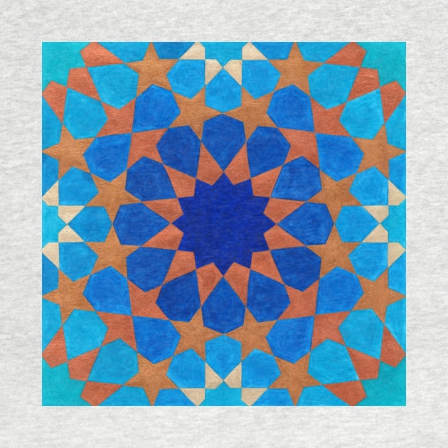 Blue and copper Islamic pattern by LieveOudejans